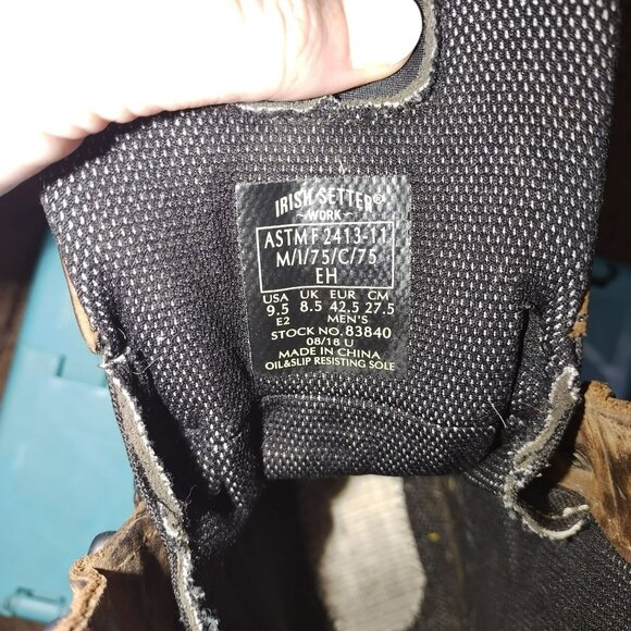 Irish Setter Mens Ultra Dry Waterproof Work Boots 83840 Brown Size 9.5 - Picture 6 of 10